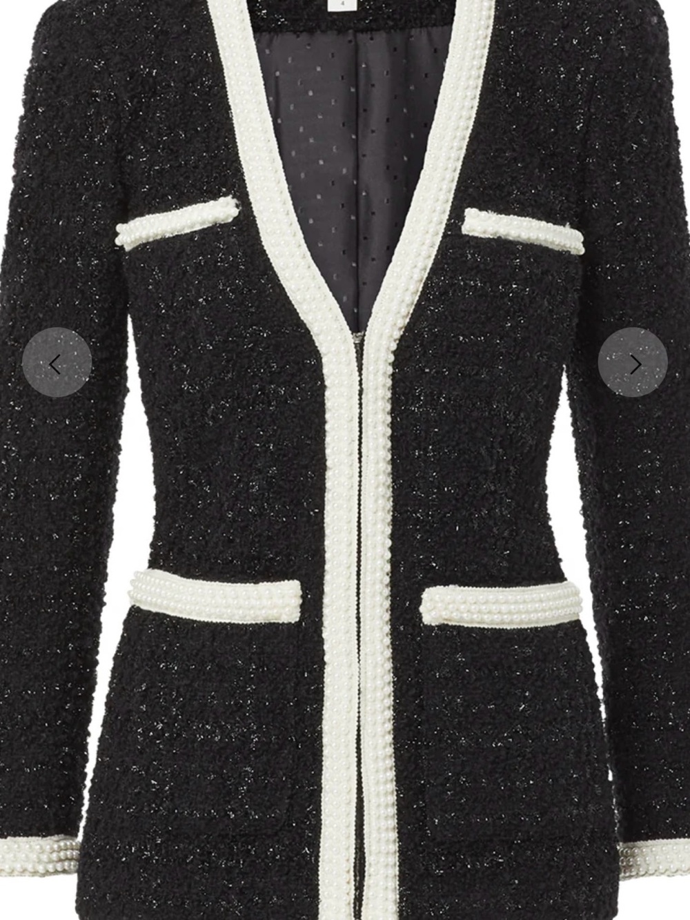 Veronica Beard Kinsley Blazer - Black & White Bouclé Tweed with Contrast Trim